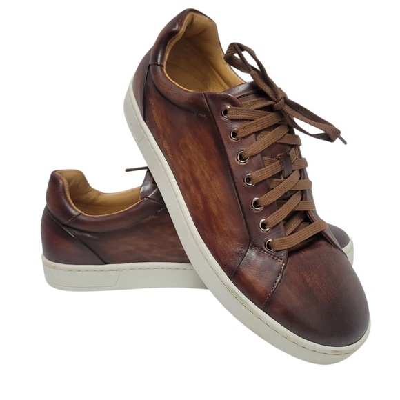 MAGNANNI ELONSO Brown Walnut Solid Leather Men's Casual Shoes Size 10 M NWT $595 - Picture 1 of 11